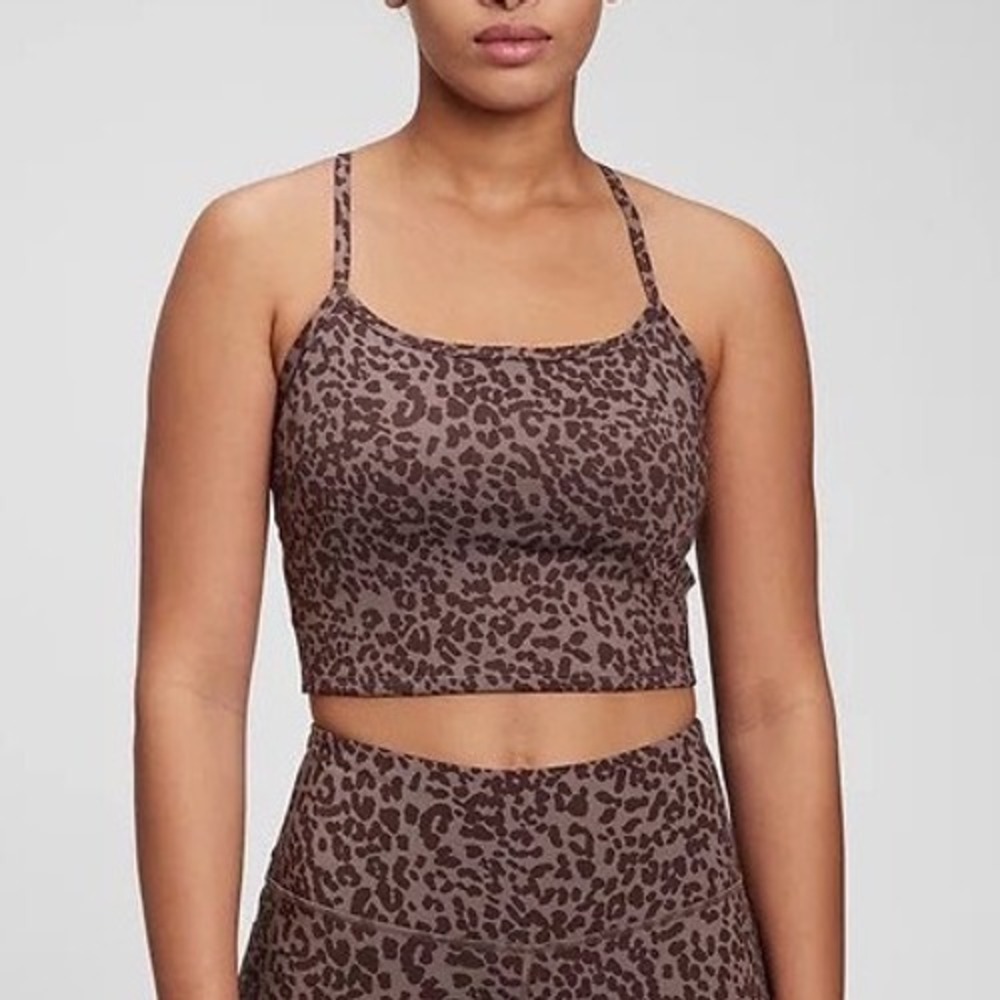 GapFit power brami Blackout Technology Leopard Print Workout Cami Tank Top S